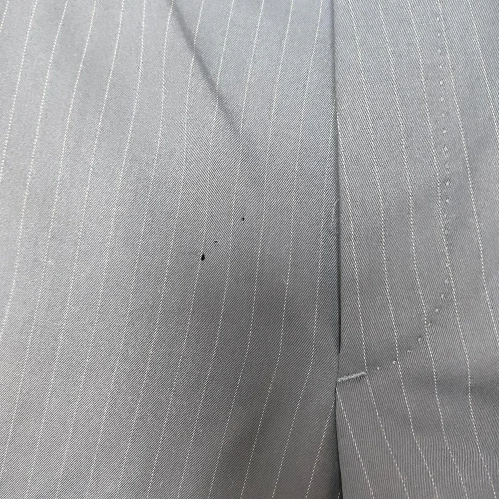 Banana Republic Pants Men 34x32 Blue Striped Marzotto 130s Wool Dress Slack HOLE